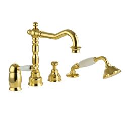 Смеситель для ванны/душа Migliore Oxford, на борт ванны, однорычажный, неповоротный, длина 210 мм, керамический, латунь, цвет золото