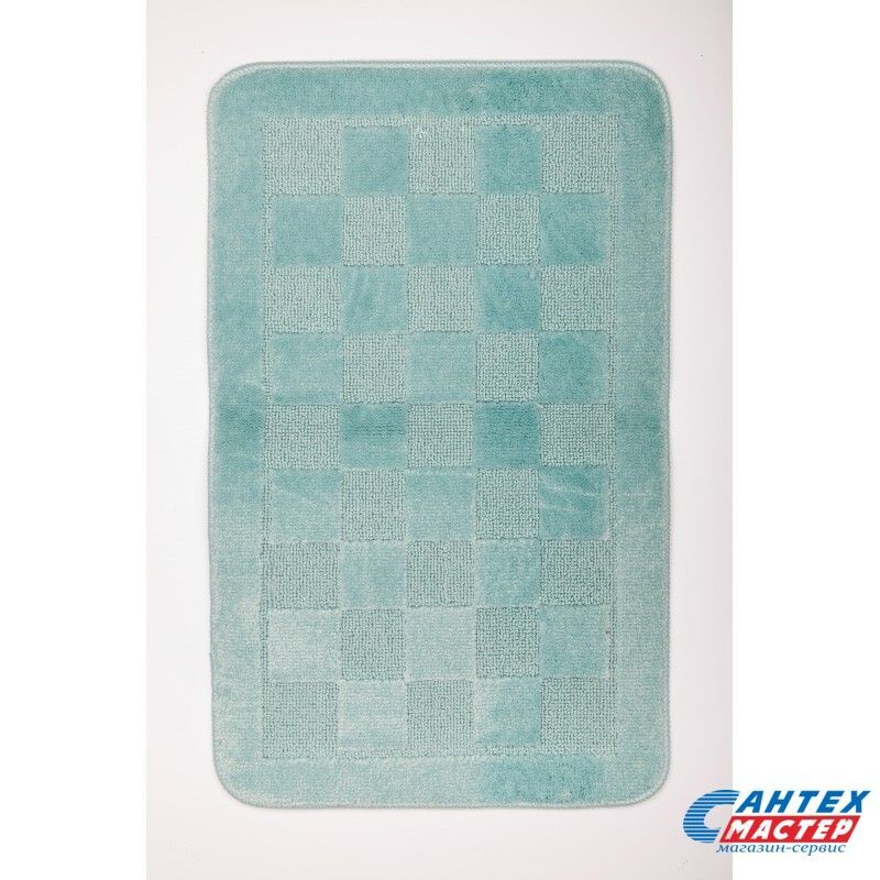 Коврик для ванны АкваЛиния 45х75 полипропилен мятный шахматы Twist