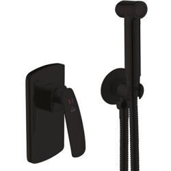 Гигиенический душ ROSE со смесителем/лейкой, для унитаза/биде, однорычажный, скрытого монтажа/встраиваемый, настенный, керамический, латунь, цвет черный матовый