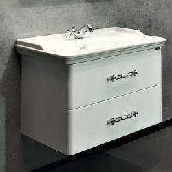 Тумба с раковиной Comforty Неаполь 80, 80х54,5х50 см, подвесная, 2 выдвижных ящика, ЛДСП/МДФ, прямоугольная, цвет- белый/раковина COMFORTY 50180, прямоугольная, цвет белый, встраиваемая