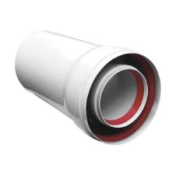 Удлинитель дымохода Gekon D80/125 мм L 500 мм коаксиальный, раструбный, цвет белый, алюминий/оцинкованная сталь