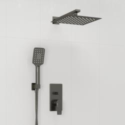 Душевая система WasserKRAFT, встраиваемая, цвет оружейная сталь, комплект: однорычажный смеситель/тропический душ (с верхней лейкой)/лейка/шланг, скрытого монтажа