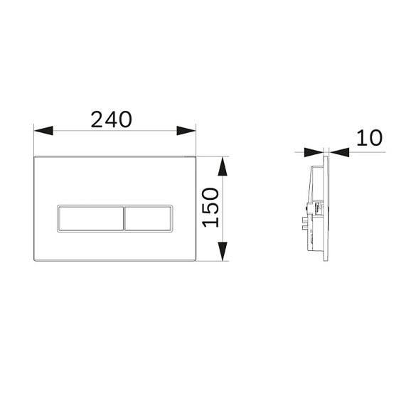 Кнопка смыва Am.Pm ErgoFit М белая глянцевая, клавиша управления для сливного бачка, инсталляции унитаза, двойная, механическая, панель, универсальная, размер 240х150х10 мм
