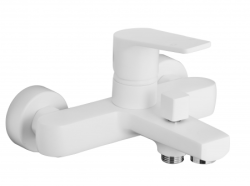 Смеситель для ванны/душа Azario TREYA однорычажный, керамический картридж, настенный, излив короткий, неповоротный, длина излива 160 мм, латунь, цвет белый