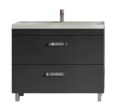 Тумба под раковину Velvex Orlando 1000-0-2, 997х445х799 мм напольная, цвет графит, 2 выдвижных ящика, подходит раковина Madera Classica rkCla.100-81, универсальная, в ванную комнату