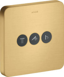 Вентиль Axor ShowerSelect softsquare запорный/переключающий, для 3 потребителей, скрытого монтажа, настенный, 17х17 см, квадратный, латунь, цвет: шлифованное золото, встраеваемый/встроенный, для ванны/душа