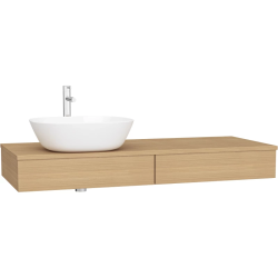 Тумба под раковину Vitra Origin 120, 1200х135х475 мм, подвесная, цвет дуб, 1 выдвижной ящик, (под раковину/умывальник), левая, левосторонняя, в ванную комнату