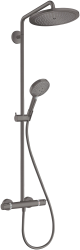 Душевая система Hansgrohe Croma Select S Showerpipe 280 1jet Raindance Select S 120 3jet, высота 158,4 см, цвет шлифованный черный хром, комплект: верхний душ/ручной душ/термостат для душа/штанга для душа/держатель для душа, наружного монтажа, настен