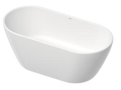 Ванна Duravit D-Neo 160х70 см отдельностоящая, минеральное литье DuraSolid, цвет: белый, с фронтальной панелью, с ножками, (без гидромассажа, сифона), овальная, с двумя наклонами для спины