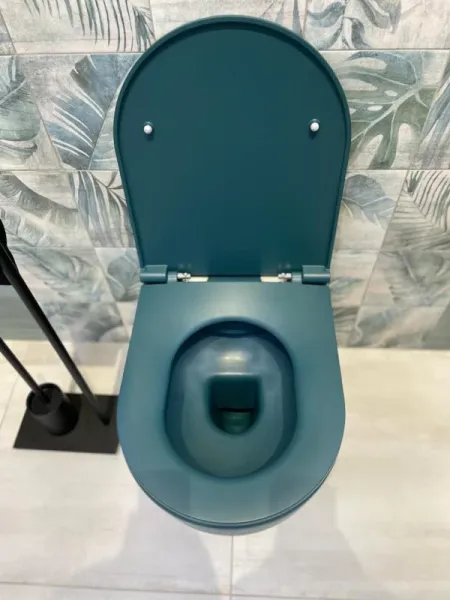 Унитаз подвесной ISVEA Infinity, 365х530х400 мм, цвет: изумрудный матовый, горизонтальный (в стену) выпуск, без сиденья, безободковый, антивсплеск, под скрытый бачок