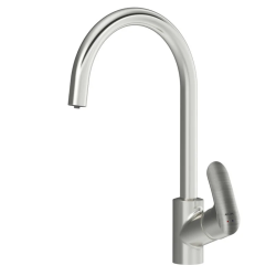 Смеситель для кухни/мойки AM.PM Like, под фильтр, однорычажный, поворотный, керамический картридж, длина излива 204 мм, латунь, цвет сатин