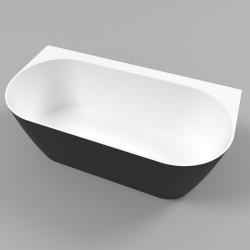 Ванна Whitecross Pearl B, 155х78 см, из искусственного камня, цвет- черный/белый матовый, (без гидромассажа) овальная, пристенная, правосторонняя/левосторонняя, правая/левая, универсальная