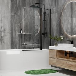 Душевая шторка на ванну WasserKRAFT Berkel 48P, 110х140 см, прозрачное стекло/профиль черный, распашная, плоская/панель, правая/левая, правосторонняя/левосторонняя, универсальная