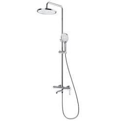 Душевая система Splenka S03.24 высота 630-1280 мм цвет хром, комплект: однорычажный смеситель/излив/тропический душ круглый (с верхней лейкой)/лейка/стойка/шланг, латунь