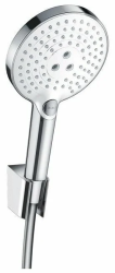 Душевой гарнитур Hansgrohe Raindance Select S 120 3jet Porter, длина 160 см, лейка круглая, комплект: ручной душ/держатель для душа/шланг для душа, пластиковый, цвет хром/белый, наружного монтажа, настенный, для душа/ванной