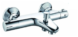 Смеситель для ванны Osgard Lundebrunn, термостатический, настенный, неповоротный, длина излива 139 мм, латунный, керамический, цвет хром