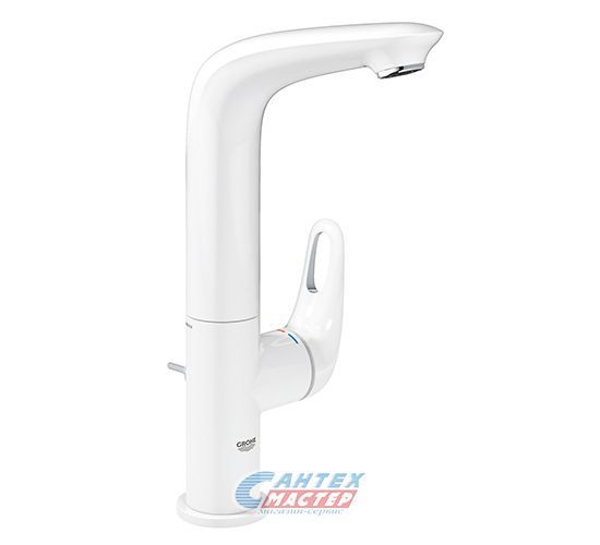Смеситель для раковины Grohe Eurostyle New однорычажный, излив короткий, длина 127 мм, керамический, латунь, цвет белая луна/хром, без донного клапана