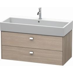 Тумба под раковину Duravit Brioso, 98,4х45,9х44,2 см, подвесная, 2 выдвижных ящика, ДСП, цвет: сосна серебристая/хром, шкафчик навесной, механизм доводчика, прямоугольная, правая/левая, в ванную комнату