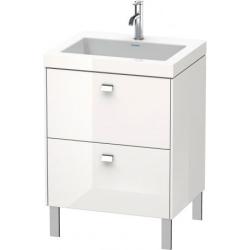 Тумба c раковиной Duravit Brioso, 60х48х70,1 см, напольная, 2 выдвижных ящика, ДСП, цвет: белый глянец/хром /Vero Air, мебельная, прямоугольная, цвет белый, фарфоровая, 1 отверстие под смеситель, без перелива