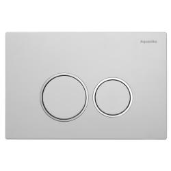 Кнопка смыва Aquanika BASIC R-type, двойной смыв, белый/кольца хром, клавиша управления для сливного бачка, инсталляции унитаза, двойная, механическая, универсальная, размер 2,0×24,4×16 см