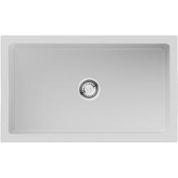 Мойка кухонная Omoikiri Mikura 76-WH Glossy, 46х76 см, врезная/с фронтальной стенкой, из натуральной керамики (Natceramic), прямоугольная, цвет белый глянцевый, без отверстия под смеситель, без крыла, слив-перелив, врезная в столещницу, для кухни