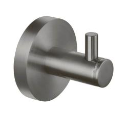 Крючок одинарный Aquatek Европа настенный, нержавеющая сталь/латунь, форма округлая, для полотенец/халатов в ванную/туалет/душевую кабину, цвет оружейная сталь