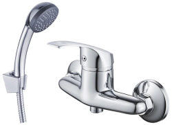 Смеситель для душа Decoroom, настенный, однорычажный, без излива, с душевым гарнитуром, керамический, латунь, цвет хром