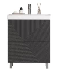 Тумба под раковину Velvex Edge 700-0-2, 694х388х796 мм напольная, цвет графит, 2 выдвижных ящика, подходит раковина 9696-70, универсальная, в ванную комнату