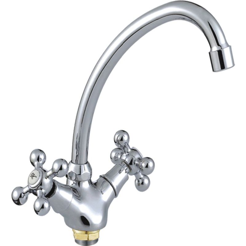 Смеситель для кухни/мойки HAIBA CRON двухвентильный, поворотный, длина 135 мм, силумин, цвет хром