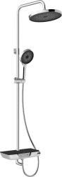 Душевая система IDDIS SpaHome наружного монтажа, высота 1000-1500 мм, цвет хром, комплект: смеситель/излив/тропический душ(с верхней лейкой)/стойка/лейка/шланг, наружного монтажа