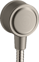 Шланговое подсоединение Axor Montreux Fixfit, размер 6,4х6,4 см, цвет под сталь, круглое, латунное/пластиковое, с клапаном обратного тока, подключение для душевого шланга