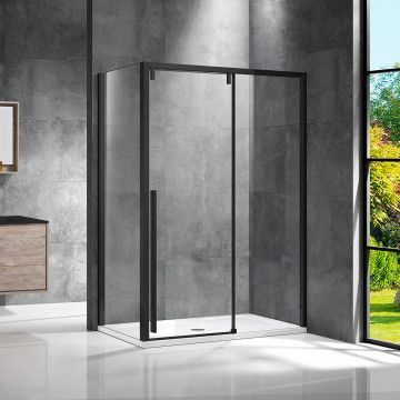 Душевое ограждение Vincea Lugano  120х100х195 см, прозрачное стекло, профиль черный, левое/правое, прямоугольное/угловое, дверь раздвижная