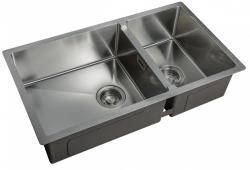 Мойка кухонная ZorG Light, 78х44х20 см, две чаши, нержавеющая сталь, прямоугольная, цвет: нержавеющая сталь, без отверстия под смеситель, без крыла, оборачиваемая, слив-перелив, врезная