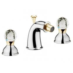 Смеситель для биде Webert Karenina, для унитаза/биде, двухвентильный, неповоротный, длина 90 мм, латунь, цвет хром/золото