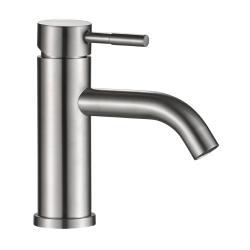 Смеситель для раковины/умывальника Olives Akero AK11100 однорычажный, неповоротный, керамический, длина излива 135 мм, нержавеющая сталь, цвет сталь