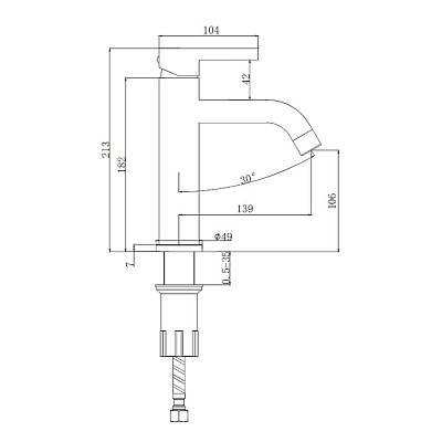 Смеситель для раковины/умывальника Splenka S221.10.03 однорычажный, неповоротный, фиксированный излив, длина 139 мм, высота 106 мм, нержавеющая сталь, цвет золотой сатин