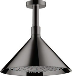 Верхний душ AXOR Showers/Front 240 2jet с потолочным подсоединением, потолочный монтаж, круглый, с 2 режимами, размер 27,9х27,9 см, металлический/латунный, цвет: полированный черный хром, для душа/ванной