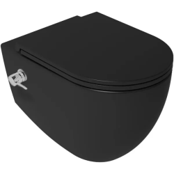 Унитаз подвесной ISVEA Infinity, с функцией биде, 365х530х400 мм, цвет: черный матовый, горизонтальный (в стену) выпуск, без сиденья, безободковый, антивсплеск, под скрытый бачок