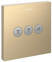 Смеситель для ванны Hansgrohe ShowerSelect, скрытый монтаж, настенный, 15,5х15,5х2 см, квадратный, нержавеющая сталь, шлифованная бронза, для 3 потребителей