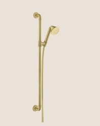 Душевой гарнитур Axor Showers/Front EcoSmart 1jet, высота 106,5 см, комплект: ручной душ/душевая штанга/душевой шланг 90 см/ползунок, цвет: шлифованная медь, внешнего монтажа, настенный, для душа/ванной