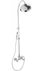 Душевая система Cezares Golf, высота 890-1290 мм, цвет хром, комплект: двухвентильный смеситель/тропический душ (с верхней лейкой)/стойка/лейка/шланг, наружного монтажа