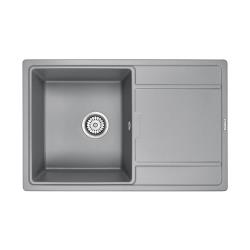 Мойка кухонная Paulmark FLUGEN, 78х50х20 см, врезная, кварцевый композит, прямоугольная, цвет серый металлик, без отверстия под смеситель, с крылом, слив-перелив, врезная в столещницу, для кухни