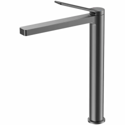 Смеситель для раковины/умывальника Azario VISE, однорычажный, высокий, неповоротный, керамический картридж, длина излива 195 мм, латунь, цвет графит