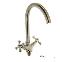 Смеситель для кухни/мойки Accoona, двухвентильный, поворотный, керамический, длина излива 165 мм, латунь, цвет сатин