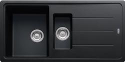 Мойка кухонная Franke BASIS BFG 651, две чаши, 97х50 см, врезная, искусственный гранит (Fragranite+), прямоугольная, цвет оникс, без отверстия под смеситель, с крылом, оборачиваемая