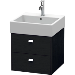Тумба под раковину Duravit Brioso, 48,4х45,9х44,2 см, подвесная, 2 выдвижных ящика, ДСП, цвет: дуб черный/хром, шкафчик навесной, механизм доводчика, прямоугольная, правая/левая, в ванную комнату