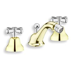 Смеситель для биде Webert Armony, для унитаза/биде, двухвентильный, неповоротный, длина 119 мм, латунь, цвет хром/золото