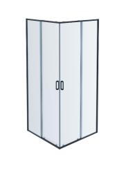 Душевой уголок Aquatek квадратный 80х80 см, двери раздвижные, стекло прозрачное, профиль алюминиевый черный, напольный/на поддон, угловой, стекло закаленное, (без сифона) без крыши