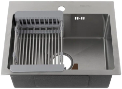 Мойка кухонная Fabia Profi, 50х40 см, врезная, нержавеющая сталь, прямоугольная, цвет: сатин, с отверстием под смеситель, слив-перелив, без крыла