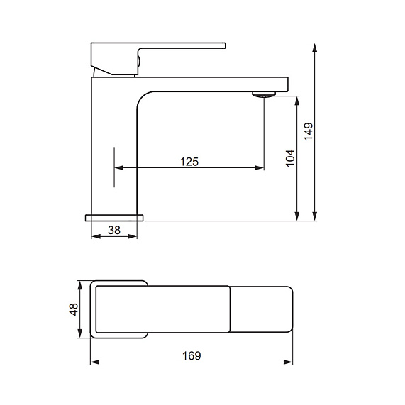 Смеситель для раковины/умывальника Damixa Gala, однорычажный, неповоротный, керамический, длина излива 125 мм, латунь, цвет золото